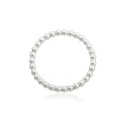925 Sterling Silver 2mm Pearl Wire Ring Size 6