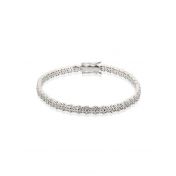 18K White Gold 3 Rows Tennis Bracelet 18Cm Long For 1Pt Round Stones