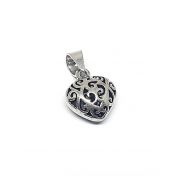 925 Sterling Silver Heart Textured Pendant Charm 15X12mm