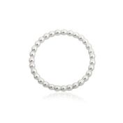 925 Sterling Silver 2mm Pearl Wire Ring Size 7