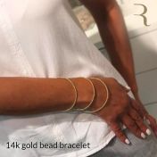 14K Yellow Gold 2.5mm Beaded Bangle Bracelet