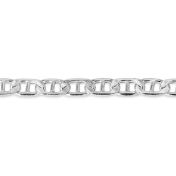 925 Sterling Silver Flat Mariner Link Chain 7.4x4.5mm