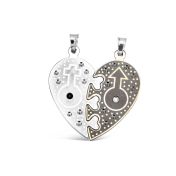 925 Silver C'z half Blackend Heart Pendant
