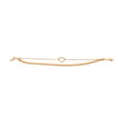 Gold Plated silver 2 row bracelet with hearts and extender