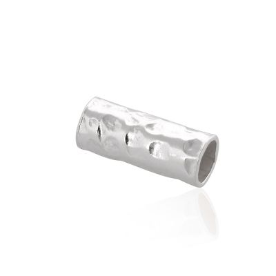 925 Sterling Silver Hammered Tube 4/10mm