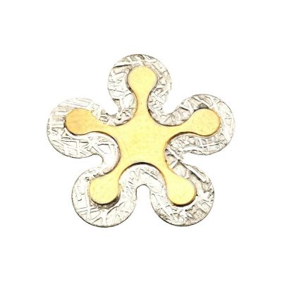 Yellow Gold Filled Combined 925 Sterling Silver Textured Flower Pendant