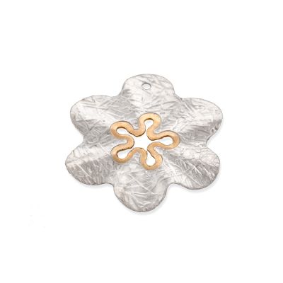 925 Sterling Silver Combined Gold Filled Flower Pendant