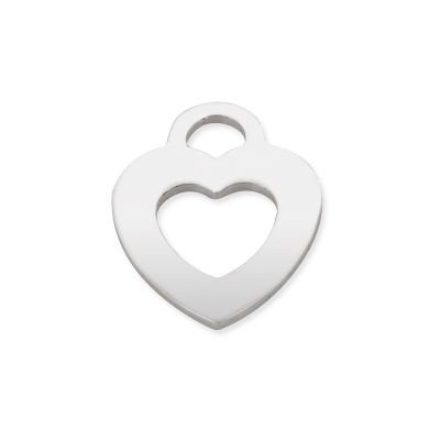925 Sterling Silver Flat Hollowed Heart Pendant 20.5mm