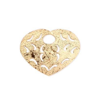 Yellow Gold Filled Flat Hammered And Textured Heart