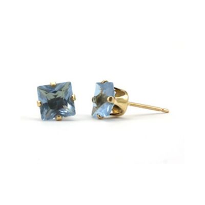 Yellow Gold Filled 6mm Buttercup Earring +Square Purple Stone