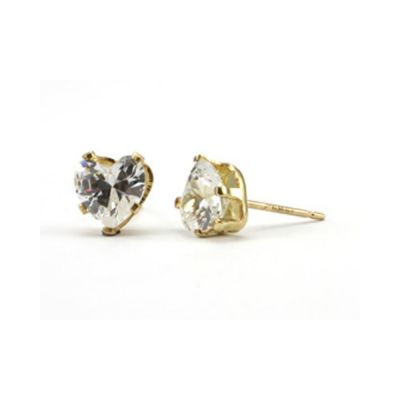 Yellow Gold Filled 6mm Buttercup Earring +Heart Shaped Zirconia Stone