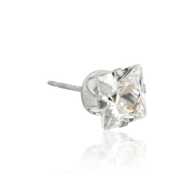 925 Sterling Silver 5mm Buttercup Earring +Square Zirconia