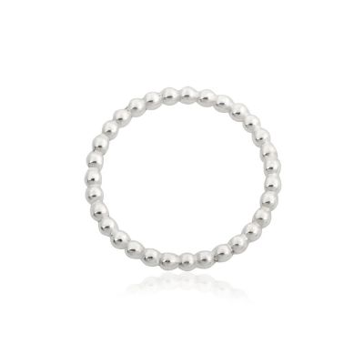 925 Sterling Silver 2mm Pearl Wire Ring Size 6
