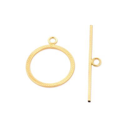Yellow Gold Filled Flat Hammered T-Clasp 18mm 