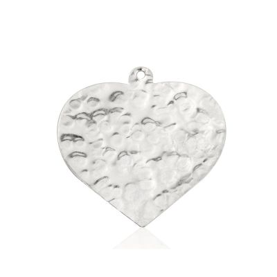 925 Sterling Silver Hammered Heart Disc