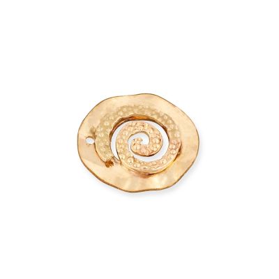 Yellow Gold Filled Round Disc Decorated With Snail 12mm