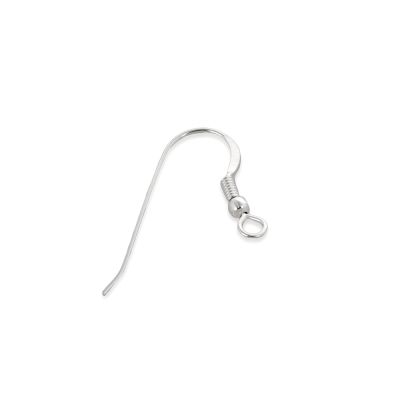 925 Sterling Silver Flat Ear Wire +Ball And Spring