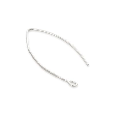 925 Sterling Silver Small Hammered Eye Shaped Ear Wire 0.8mm