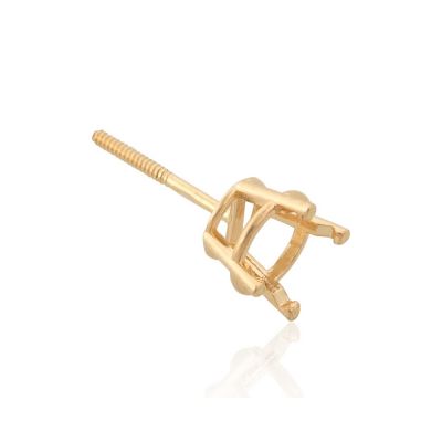 18K Yellow Gold Basket Threaded Cast Earring 4mm (18-28-Mp444)
