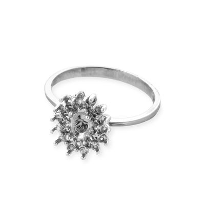 14K White Gold Diana Ring For 4X6mm Stone