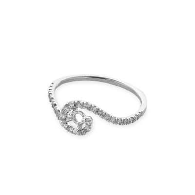 14K White Gold Soliter Ring For 0.40Ct Central Stone + 0.21Ct Diamonds