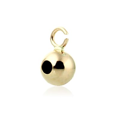 14K Yellow Gold Two Hole Bead With Loop 4mm