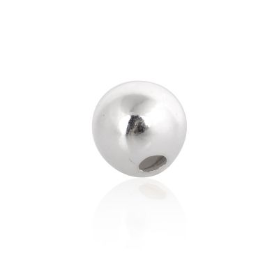 925 Sterling Silver Two Hole Plain Bead 6mm (Hole 1.8mm)