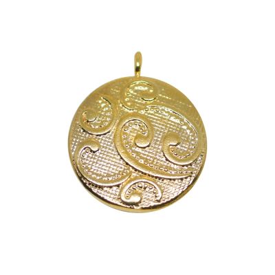 14K Gold Plated Hammered Coin Pendant 20mm