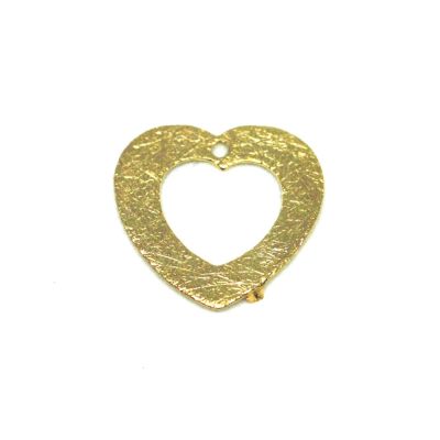14K Gold Plated Satin Textured Heart Pendant