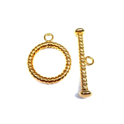 Yellow Gold Filled Corrugated T-Clasp 16.5mm (Wire 2.5mm)