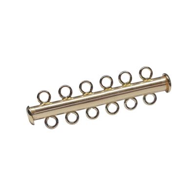 Yellow Gold Filled Tube Clasp 6 Rows