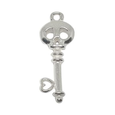 925 Sterling Silver Skull Key Pendant
