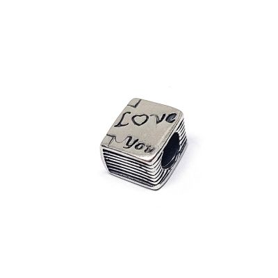 925 Sterling Silver Square Charm Bead