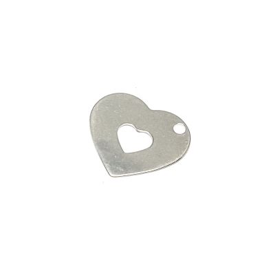 925 Sterling Silver Flat Hollow Hammered Heart 16mm