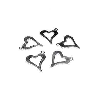 925 Sterling Silver Hammered Heart & Ring Pendant