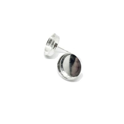 925 Sterling Silver Bezel Cup Stud Earring 12mm
