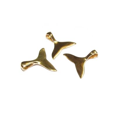 14K Gold Plated Small Whale Tail Pendant