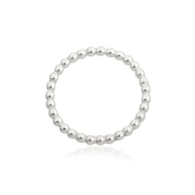 925 Sterling Silver 2mm Pearl Wire Ring Size 7