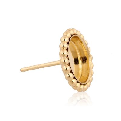 Yellow Gold Filled Bezel Earring 8mm With Pearl Wire 1.5mm +Post