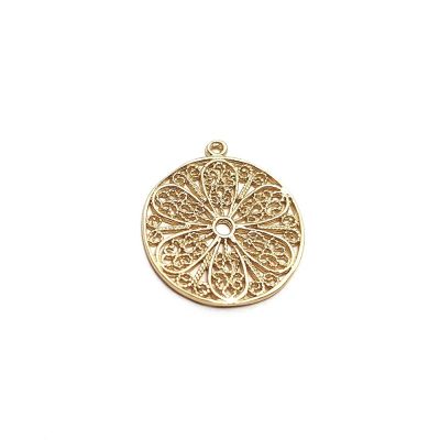 Yellow Gold Filled Round Flower Pendant