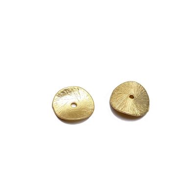 14K Gold Plated Satin Textured Plate Bead 9.5mm