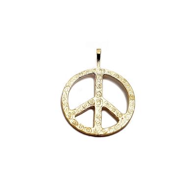 14K Gold Plated Large Peace Pendant
