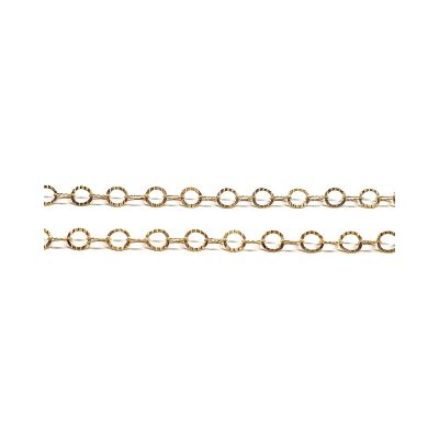 Yellow Gold Filled Rolo Hammered Flat Chain 4mm