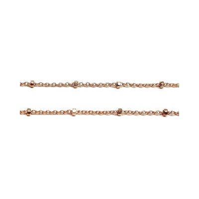 Rose Gold Filled Link Chain With Beads 1.5mm