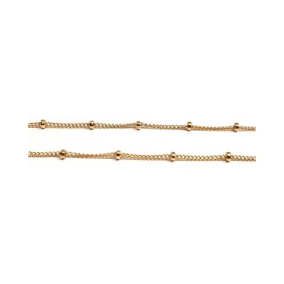 Yellow Gold Filled Curb Chain 1mm With 2mm Beads