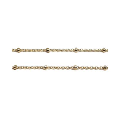 Yellow Gold Filled Flat Oval Chain With Beads 1mm