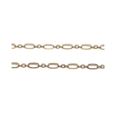 Yellow Gold Filled Flat Figaro Oval 5X2.5mm With 3 Round Links Chain