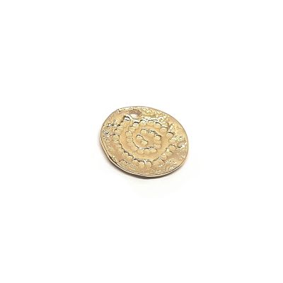 14K Gold Plated Hammered Textured Disc Pendant
