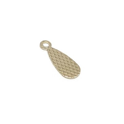 14K Gold Plated Textured Drop Pendant