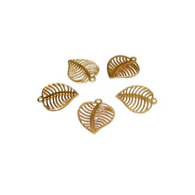14K Gold Plated Netted Leaf Pendant